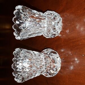 Vintage Salt Cellars or Toothpick Holders Pressed Glass Mid Century Pair of 2